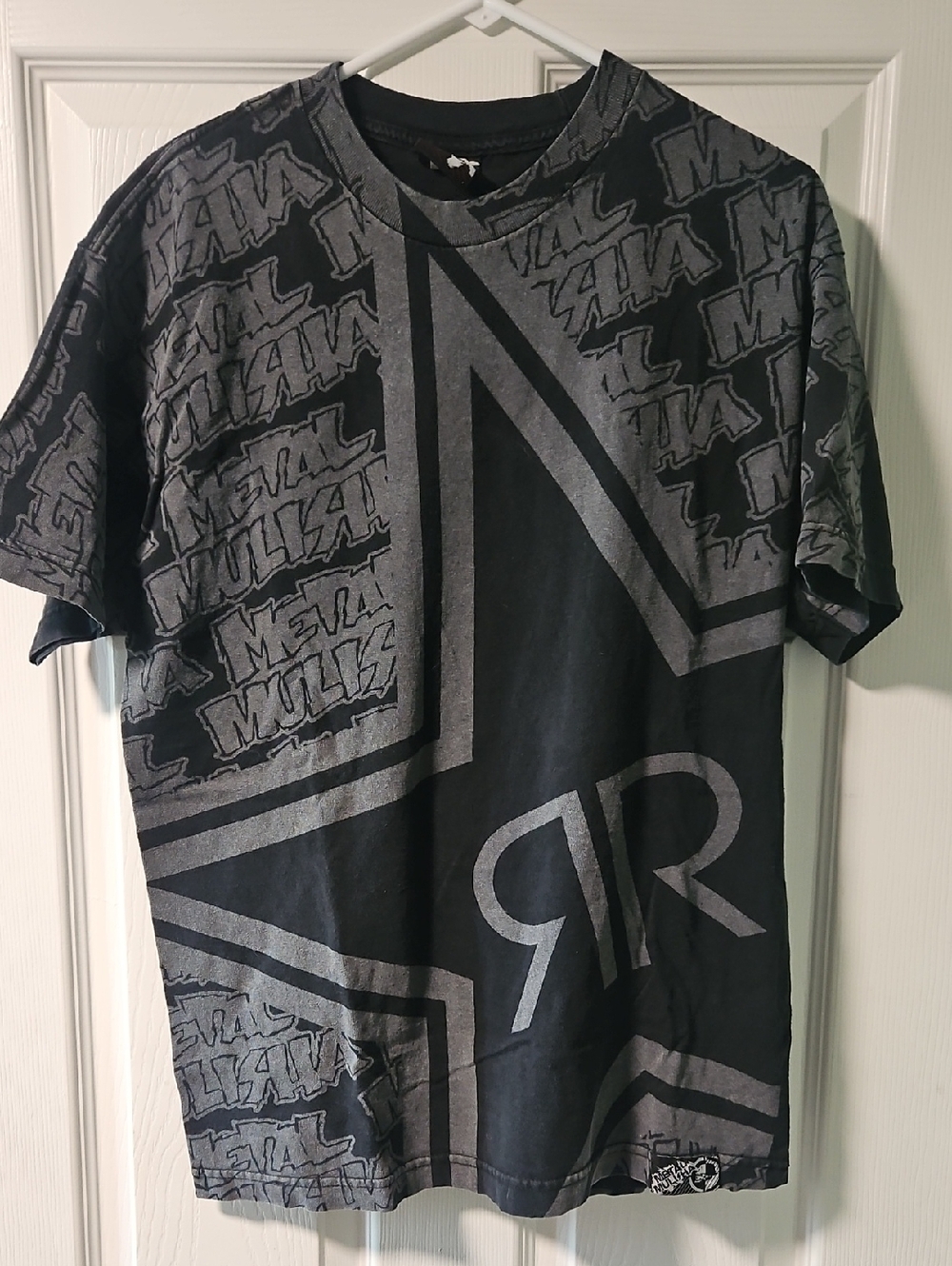 Metal Mulisha-Rockstar Energy collaboration Black Tee with Gray All-Over Graphic